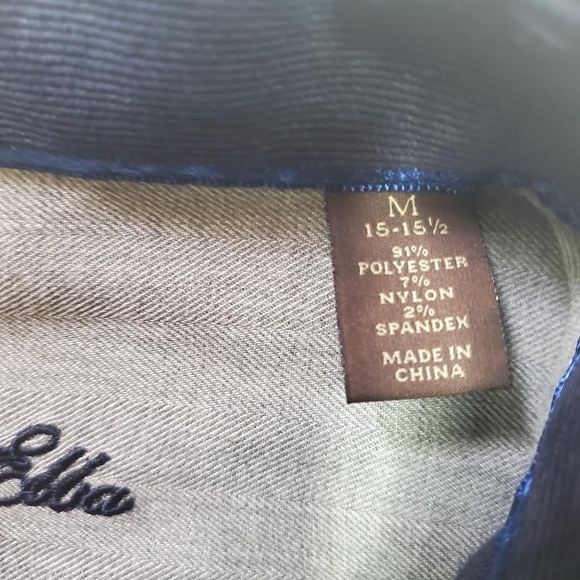 Tasso Elba Corduroy Navy Blue Button Down Medium Shirt - Picture 5 of 8